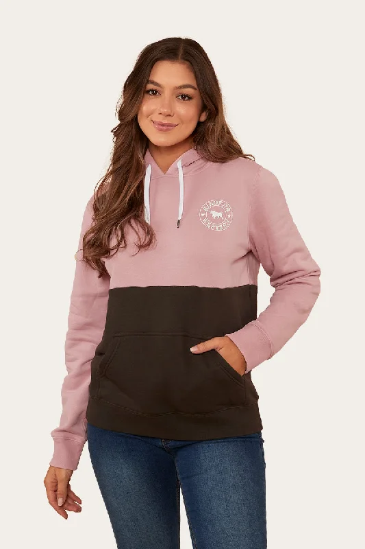 Albany Womens Hoodie - Rosey/Charcoal Hoodie with Elastic Cuffs Stretchable Comfortable