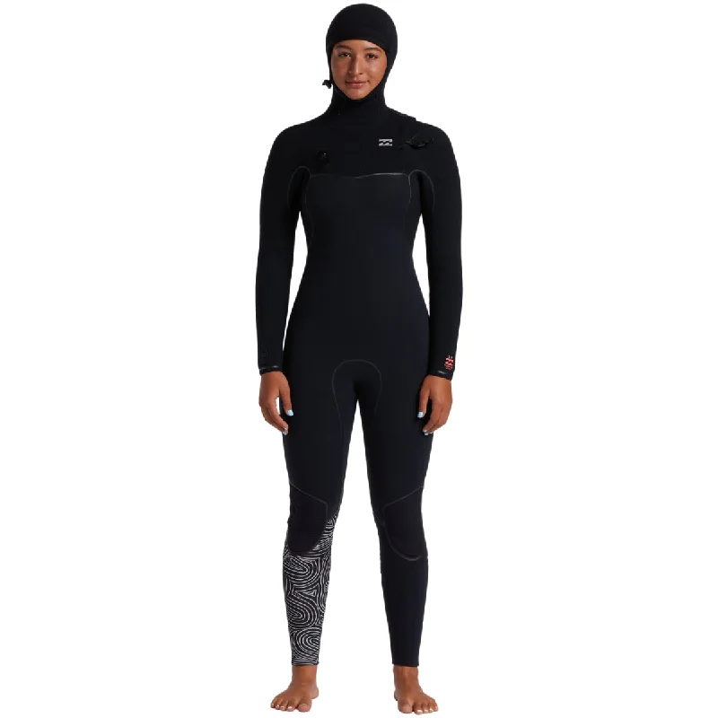 Billabong Women's Furnace 5/4 Hooded Chest Zip Wetsuit Hoodie with Raglan Sleeves Sporty Comfortable