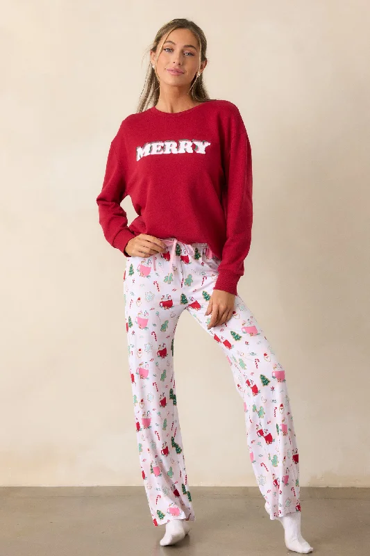 Cocoa & Cookie Wonderland Ivory Pajama Pants Trendy Wide-Legged Trousers