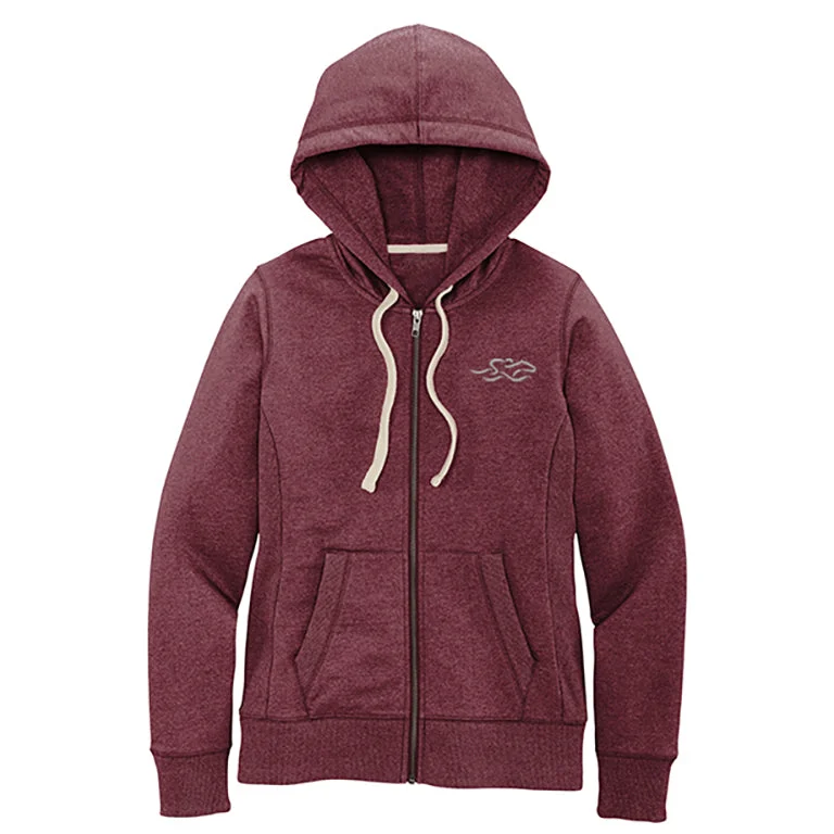 Cozy Re Fleece Full Zip Hoodie-Maroon Hoodie with Elastic Waist Stretchable Comfortable