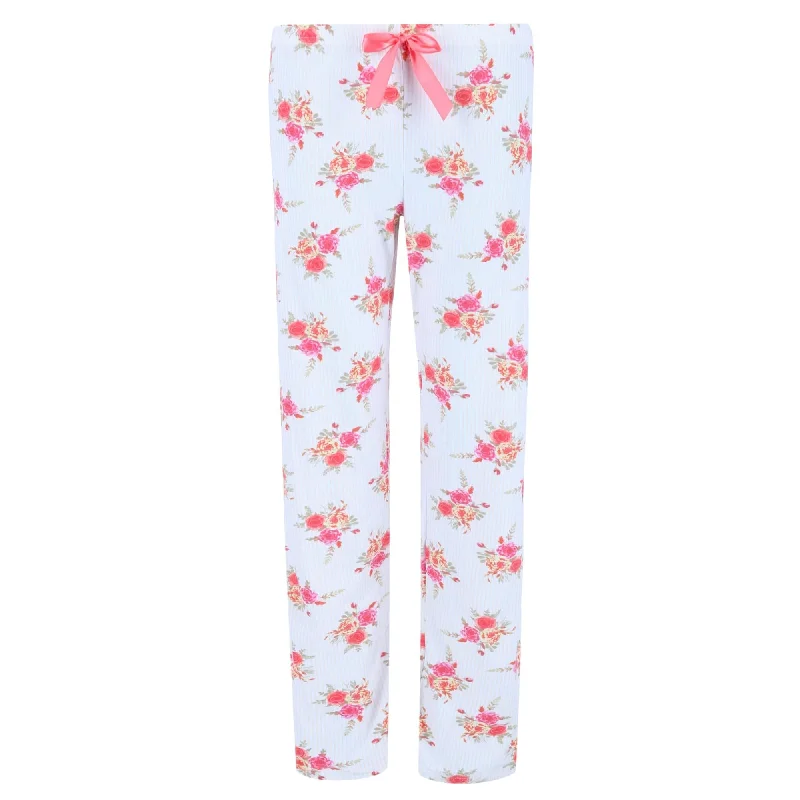 Elegant Emily Women's Floral Pajama Pants Soft Stretch Trousers