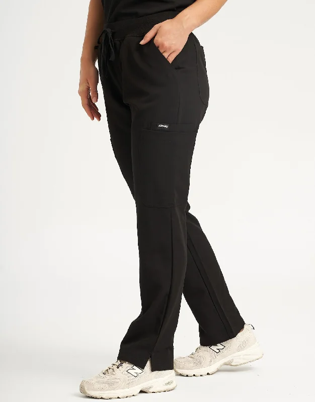 Essential Multi-Pocket Scrub Pants - Black Formal Stretch Pants