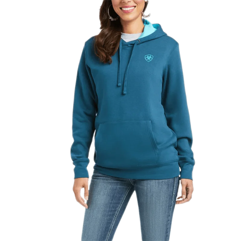 Ariat Women's REAL Arm Logo Eurasian Hoodie Hoodie with Crew Neck Simple Timeless