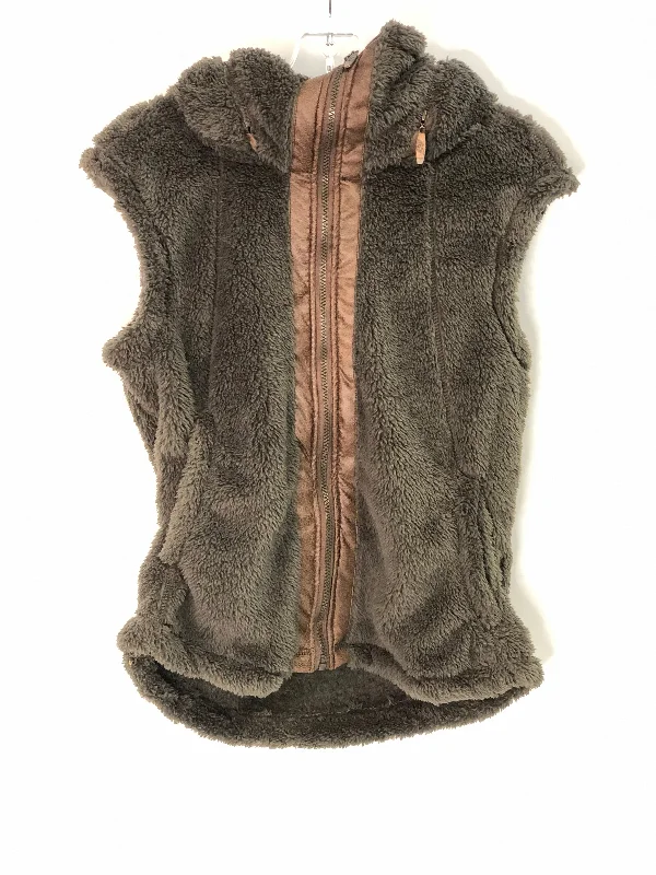 Fleece Vest w/Hoodie Mushroom Brown Hoodie with Ribbed Neckline Snug Warm