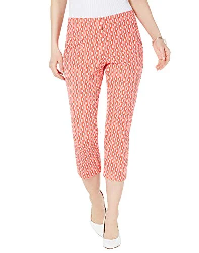 Geometric-Print Cropped Pants Elegant Trouser Pants