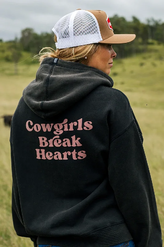 Heart Breaker Womens Hoodie - Black Hoodie with Drawstring Waist Adjustable Fitted