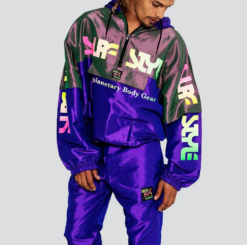 Iridescent Interplanetary Windbreaker Hoodie Hoodie with Ribbed Cuffs Snug Fit Comfort