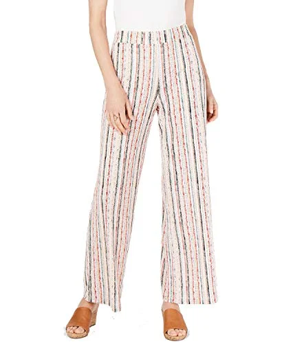 JM Collection Striped Pull-On Pants (Pacific Stripe, XXL) Elegant High-Waist Pants