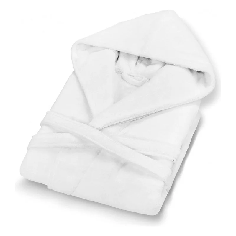 Luxurious 100% Pure Cotton Unisex Chicago Hooded Bathrobe in White Hoodie with Relaxed Fit Easy Casual