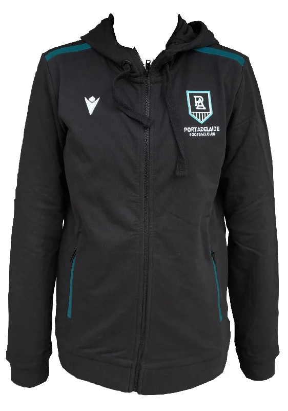 Macron Port Adelaide Womens M20 Travel Hoodie <br> 58130394 Hoodie with Zipper Placket Modern Functional