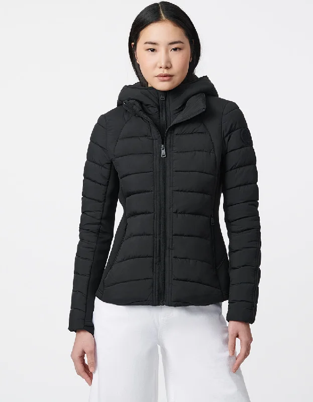 Neo Active Double Up Hooded Puffer Hoodie with Frayed Bohemian Relaxed