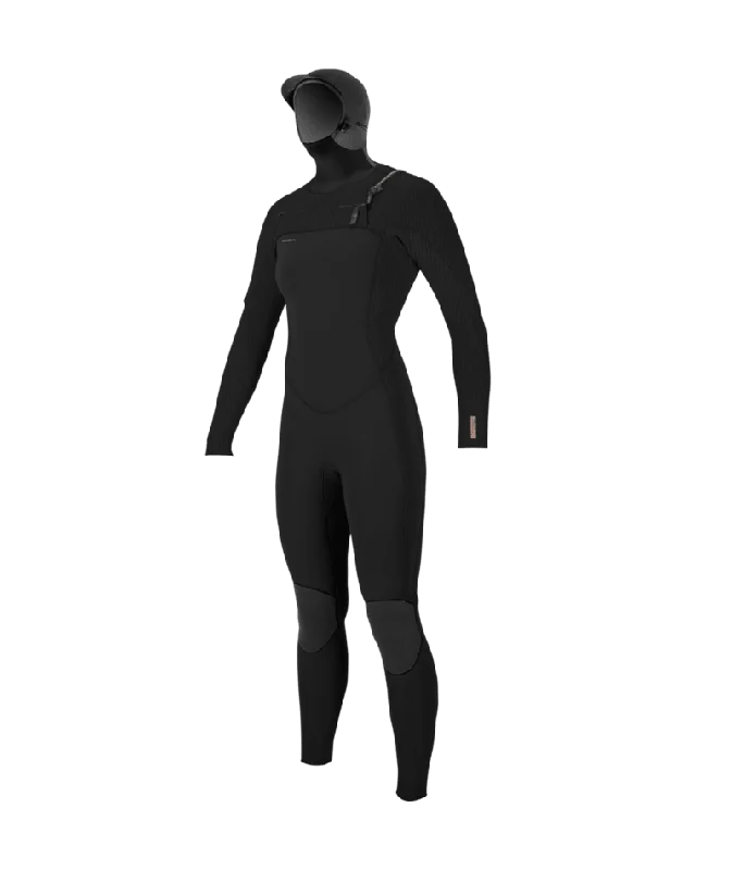 O'Neill Wmn's Hyperfreak 5/4+ CZ Hooded Wetsuit-Blk/Blk Hoodie with Thumb Holes Functional Cozy