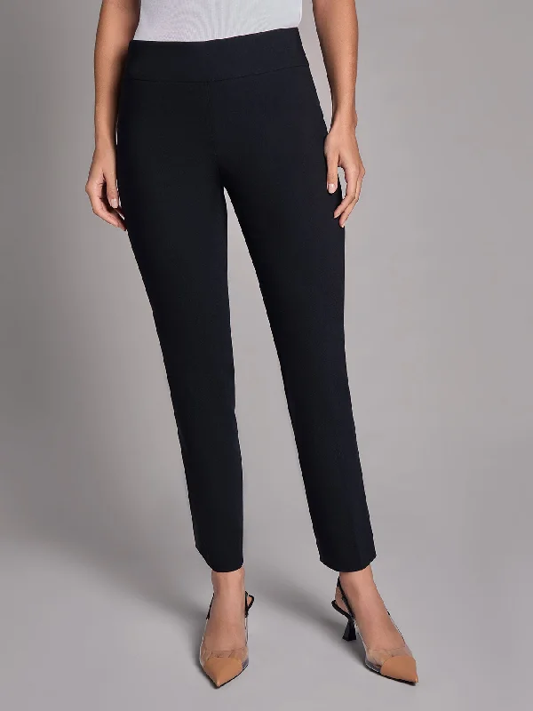 Petite Pull-On Straight Leg Pants, Stretch Twill Stylish Slim Trousers