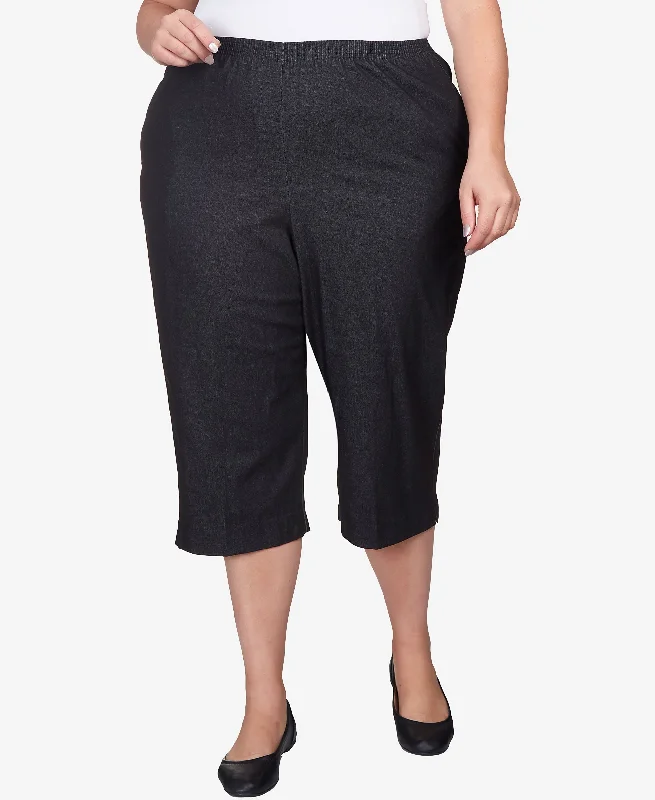 Plus Size Classic Relaxed Fit Denim Capri Pant Warm Wool Trousers