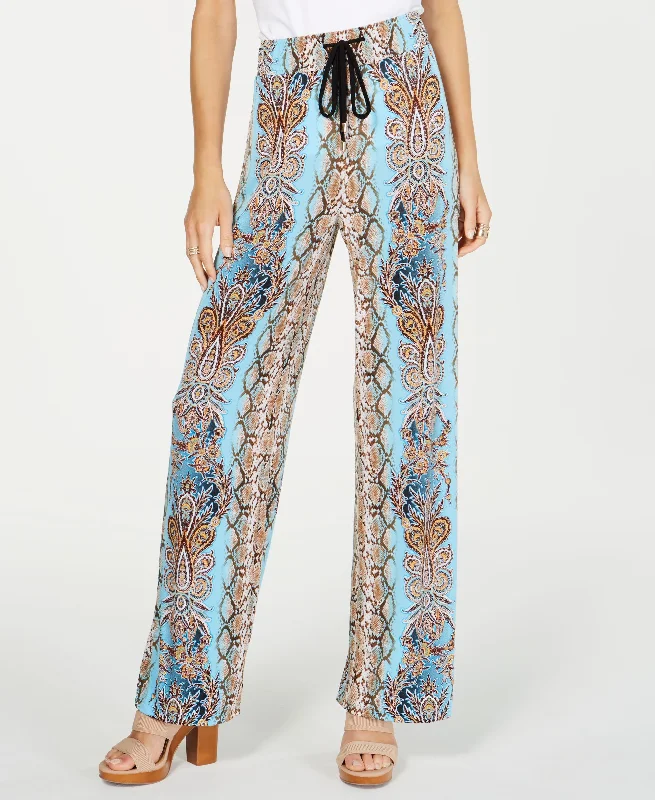 Printed Wide Leg Pants Formal Linen Trousers