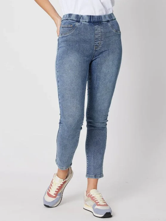 Pull On Denim Jean Comfortable Drawstring Waist Jeans