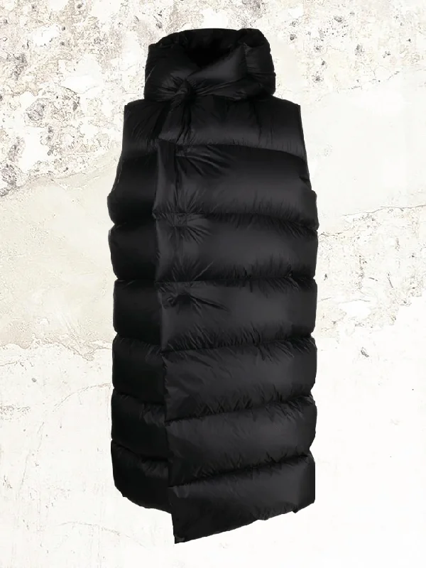 RICK OWENS quilted long Hooded vest Hoodie Dress Longline Feminine