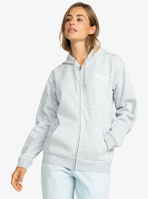 Roxy Surf Stoked Zipped Hoodie - Heritage Heather Hoodie with Drawcord Adjustable Secure