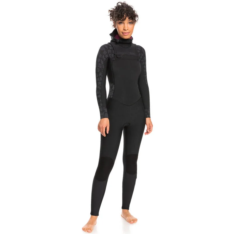 Roxy Swell Womens 5/4/3mm Hooded Wetsuit - Black Hoodie with Logo Branding Identity