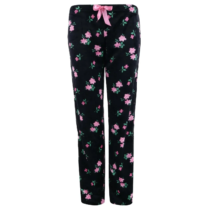 Saturdaze Women's Black with Pink Floral Pajama Pants Fashionable Sporty Pants