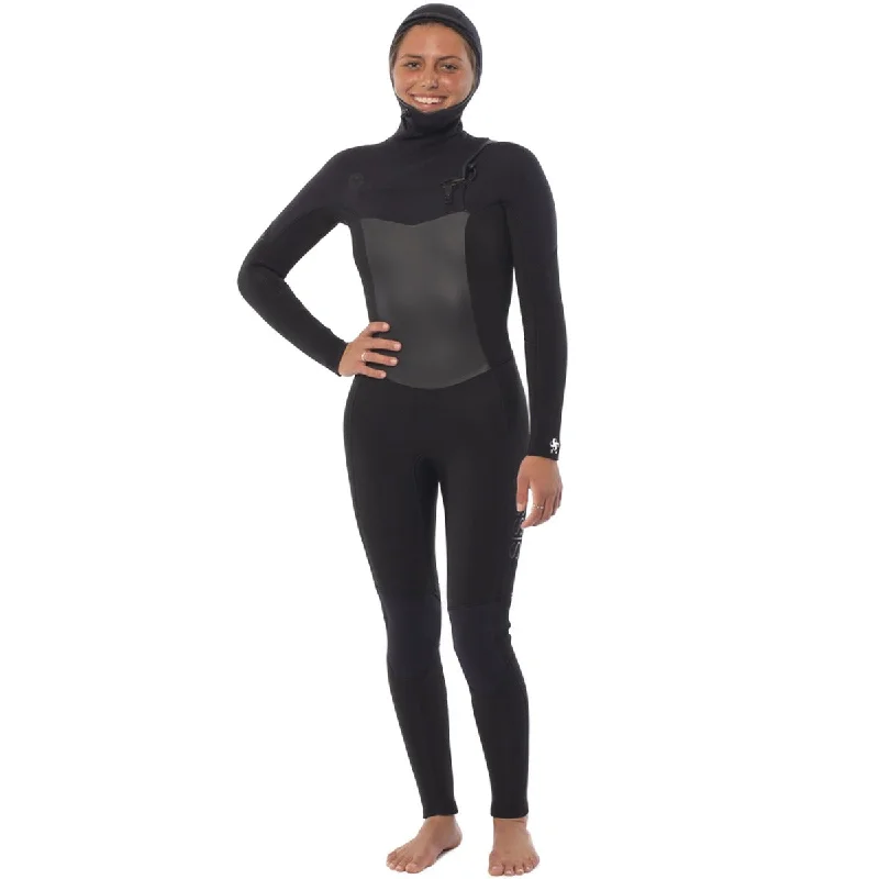 Sisstrevolution Women's Seven Seas 6/5 Hooded Chest Zip Wetsuit Hoodie with Front Slit Layering Stylish