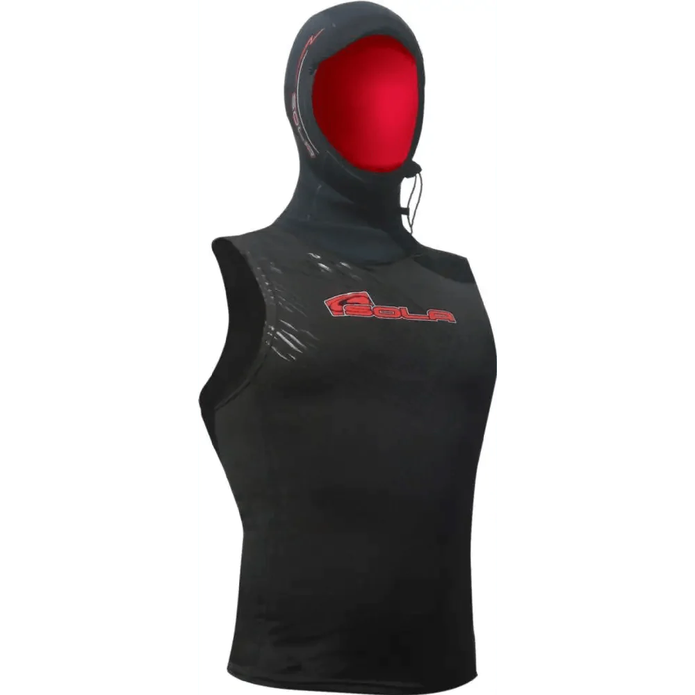 Sola Plush Hooded Vest - Polypro - Black/ Red Logo - A1084 Hoodie with Pattern Geometric Abstract