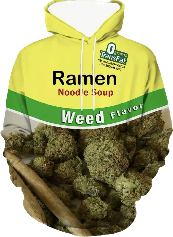 Ramen Weed 3D Graphic Pattern Print Hoodie. Hoodie with Gradient Ombre Colorful