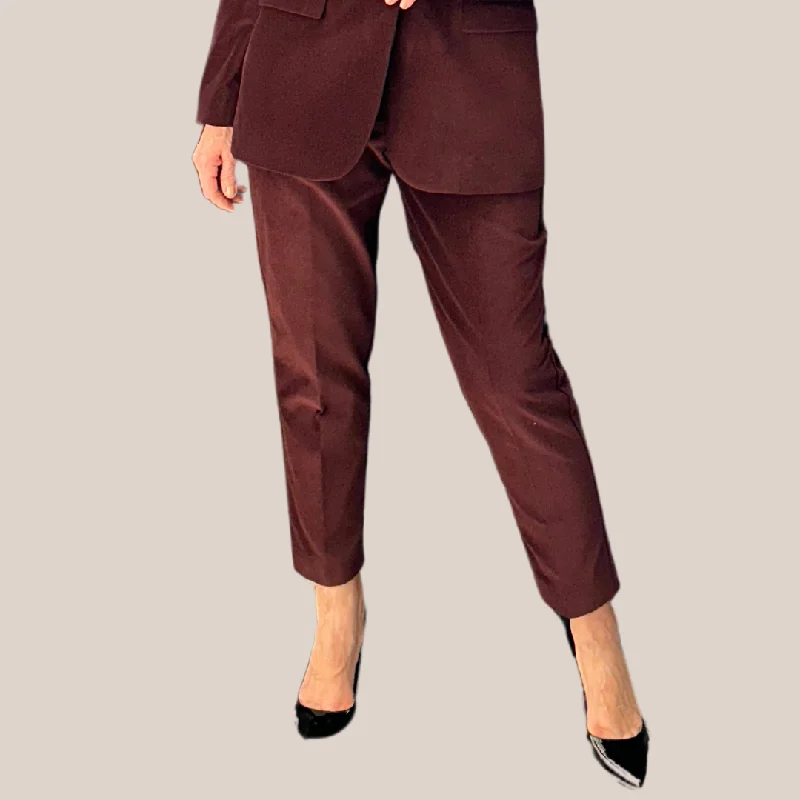 Velvet Tuxedo Pants - Burgundy Stretch Fit Pants