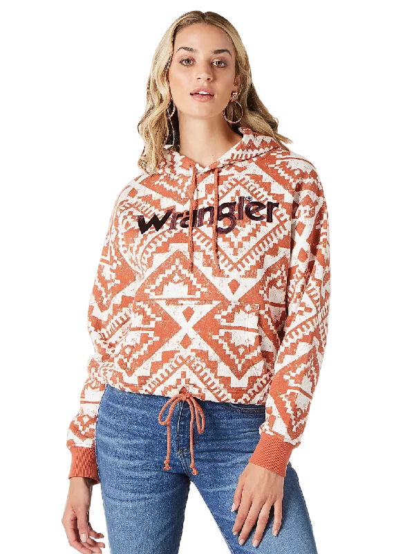 Wrangler Women's Ginger Spice Logo Cinched Hoodie Graphic Hoodie Design Print