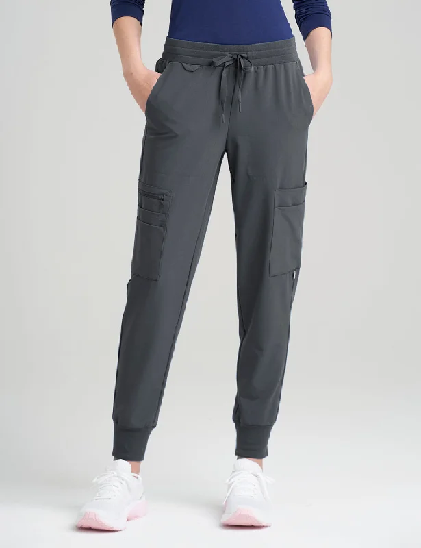 Womens 12-Pocket Scrub Jogger Pants - Pewter Stylish Harem Pants