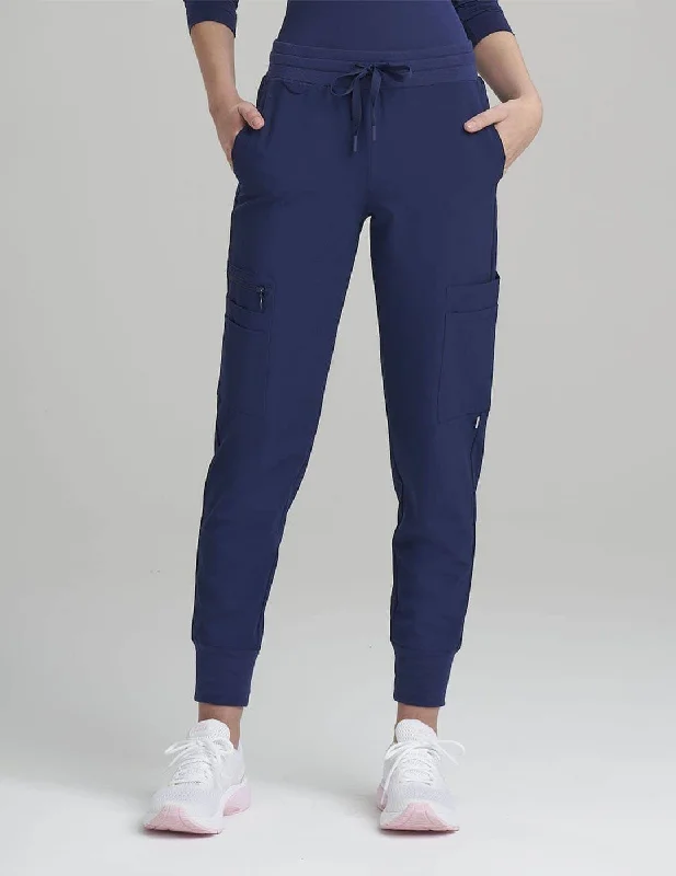 Womens 12-Pocket Scrub Jogger Pants - Navy Trendy Velvet Pants