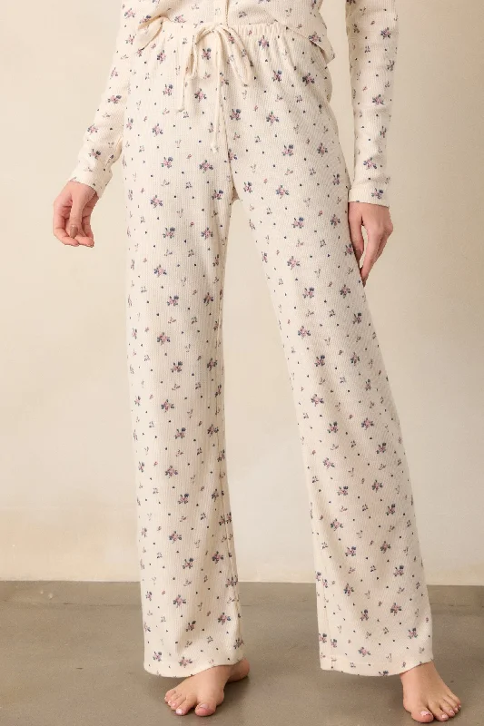 Z Supply Alyssa Ivory Rosebud Lounge Pant Formal Linen Trousers