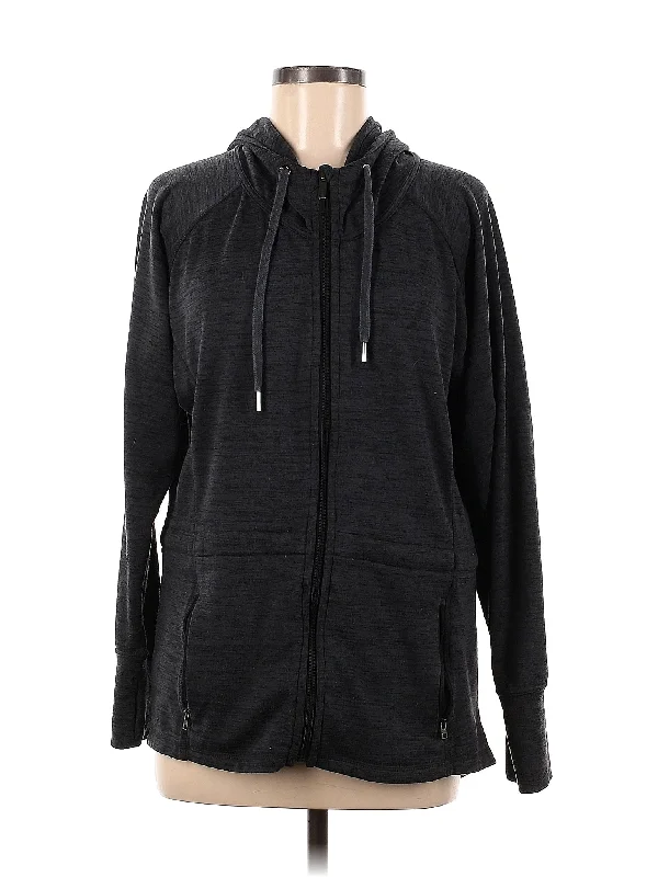 Zip Up Hoodie Hoodie with Mock Neck Collared Structured