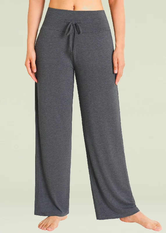 Women's Bamboo Viscose Wide Leg Lounge Pants Palazzo Sleep Bottoms Comfy Cargo Trousers