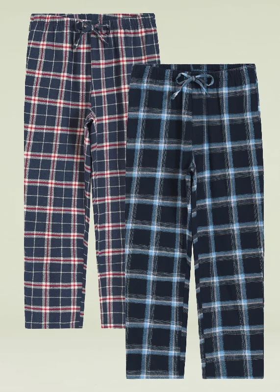 Women's Cotton Flannel Pajama Pants Plaid Pj Bottoms with Pockets High-Waist Trousers