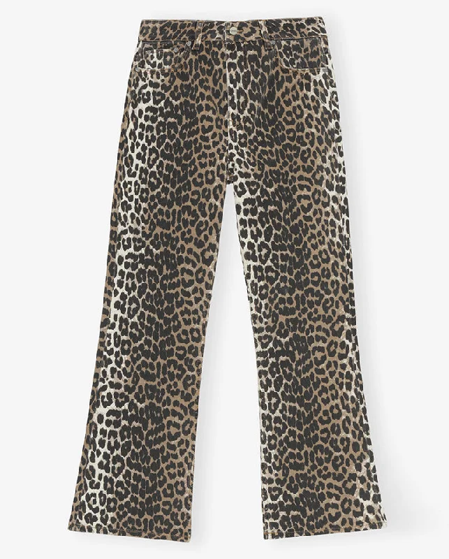 Betzy Jean Leopard Trendy Button-Up High-Waist Jeans