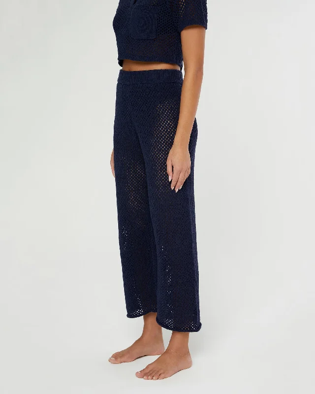 Crochet Knit Wide Leg Pant Fashionable Track Pants