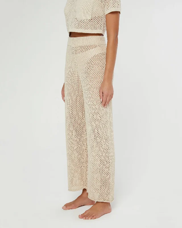 Crochet Knit Wide Leg Pant Soft Sweatpants Style