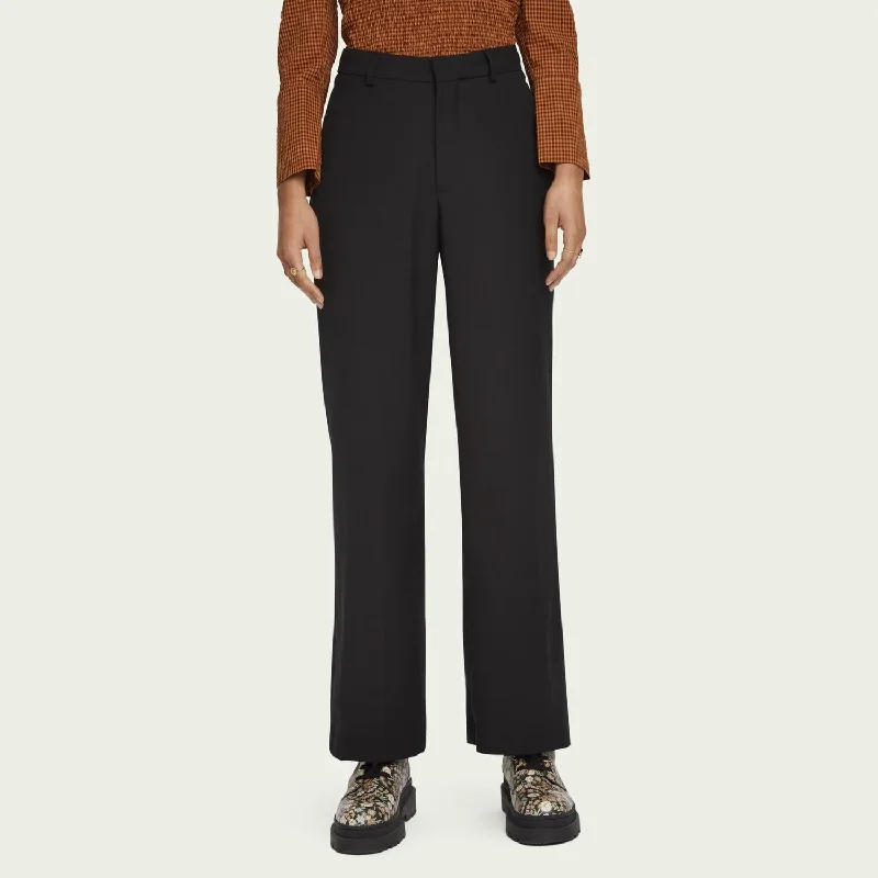 Edie Tailored Wide Leg Pants (Black) Elegant High-Waist Pants