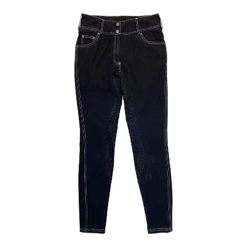 Goode Rider Vogue Jean Full Seat Breech in Black Denim - Women's 24R Comfortable Distressed Straight-Leg Jeans