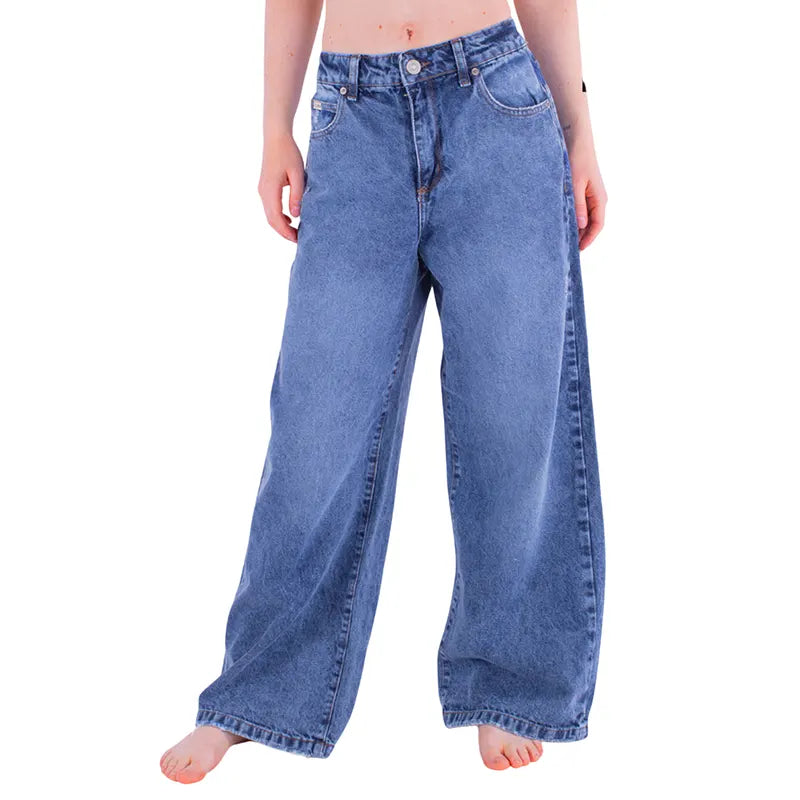 Jean Rip Curl Wide Leg Mujer Azul Fashionable Raw Hem Bootcut Jeans