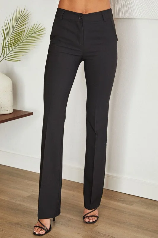 Rebecca Slim Flare Black Pant Soft Cotton Pants