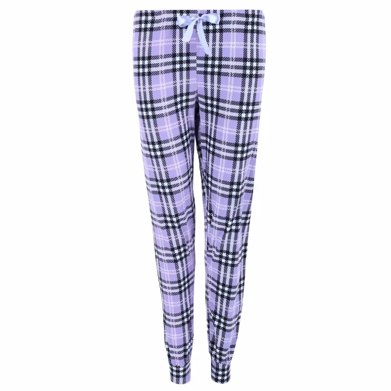 Sleep Junkie Women's Plaid Jogger Sleep Pants Wide-Legged Palazzos