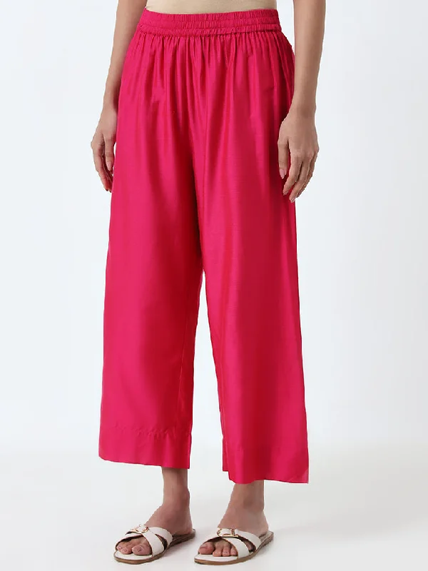 Utsa Magenta Solid High-Rise Ethnic Pants Classic Chino Pants