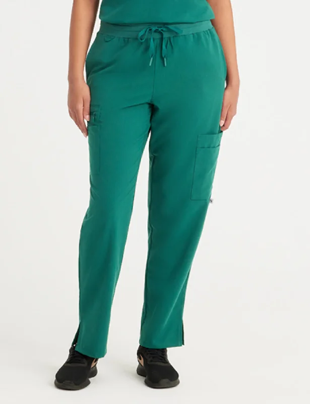 Womens 9-Pocket Straight Leg Scrub Pants - Hunter Green Sleek Black Pants