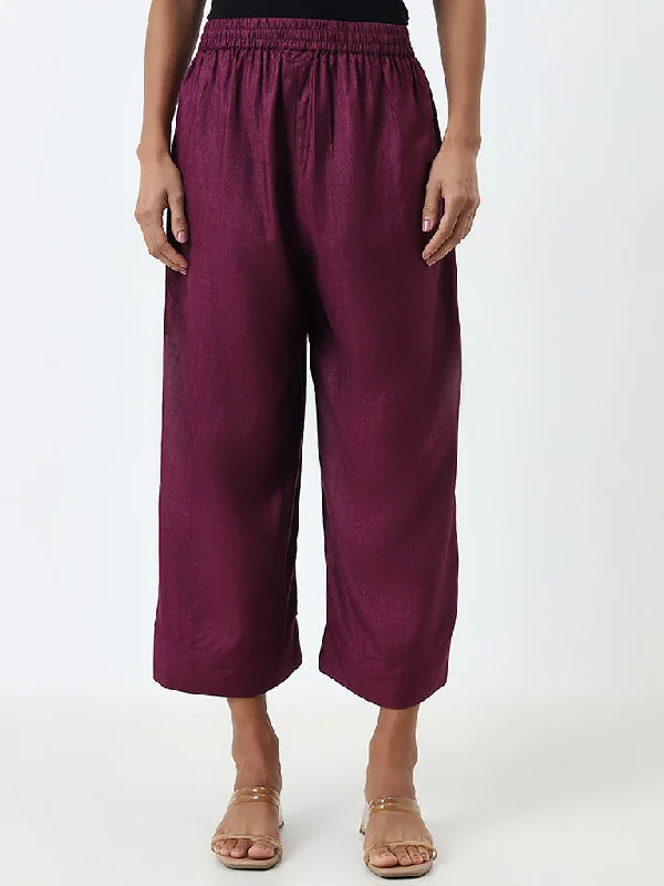 Zuba Purple Solid High-Rise Pants High-Waist Jeans