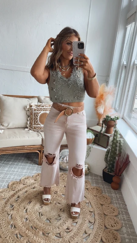 Brooks Distressed Jean, Blush VERVET Stylish Bootcut Denim Jeans