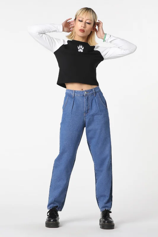 Washed Denim Goth Jean Fashionable Cropped Denim Jeans