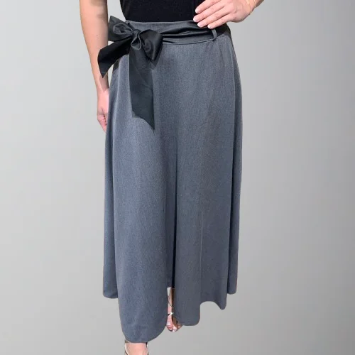 Astrid Woven Skirt-Charcoal Melange silk skirt smooth