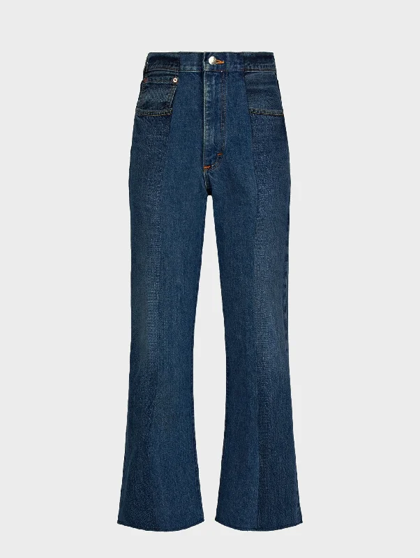 Flare Jean Dark Blue Trendy Button-Up High-Waist Jeans